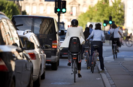 Cyclists in traffic