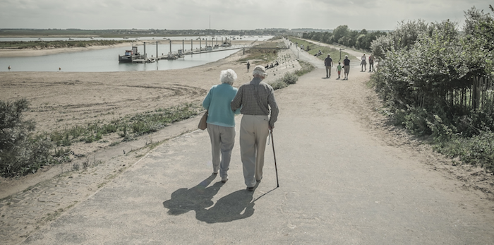 Ageing, elderly couple on a walk