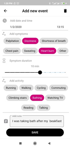 mCardia app screenshot