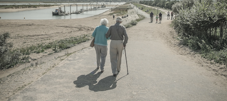 old couple walking around