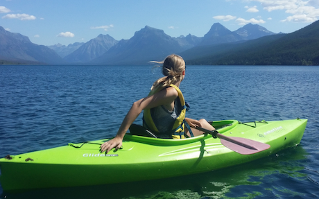 young woman kayaking