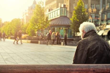 PACE, old man sitting on a bench