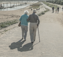 old couple walking around