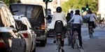 Cyclists in traffic